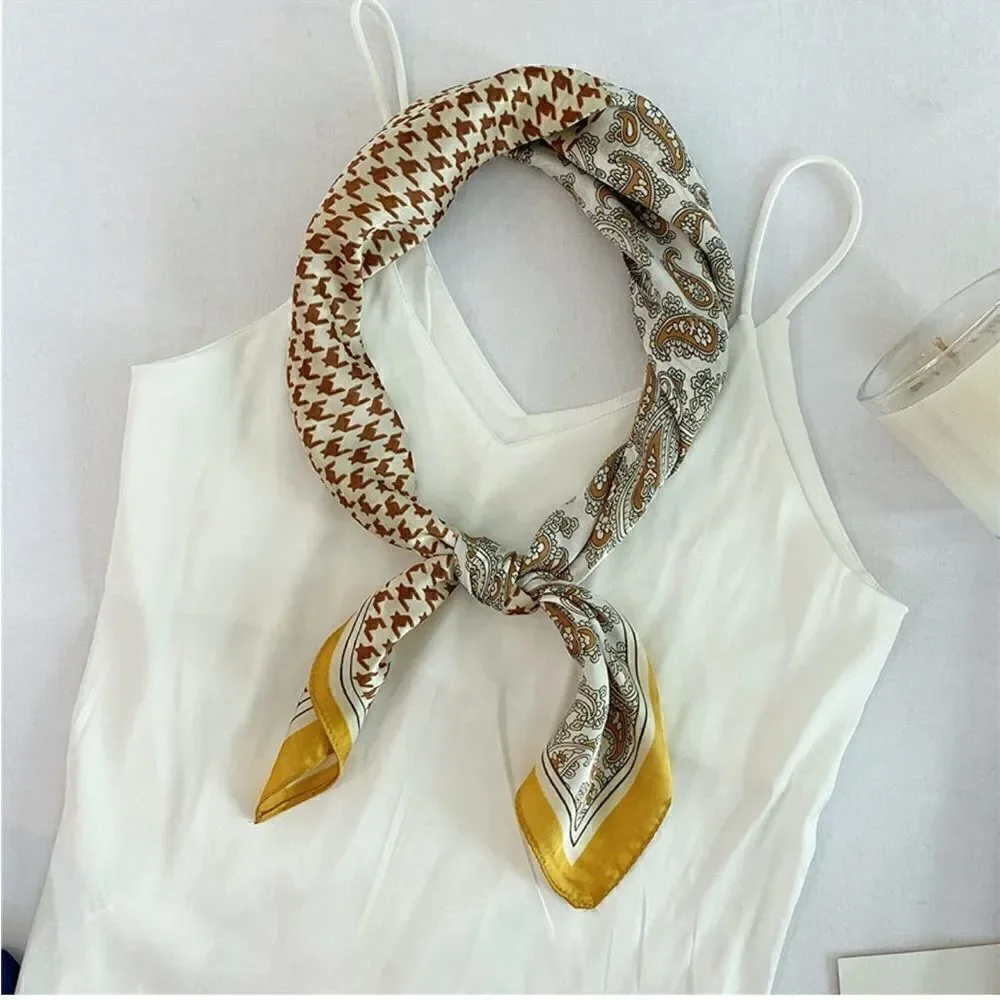 Paisley and Checkered Silky Scarf